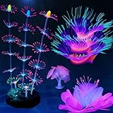 photo: You can buy HIKTQIW 4 Pack Silicone Glowing Fish Tank Decorations Plants with Simulation Glowing Sucker Coral Sea Anemone Coral Fluorescence Lotus Leaf Coral for Aquarium Fish Tank Glow Ornaments online, best price $17.99 new 2024-2023 bestseller, review