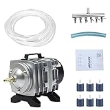 photo: You can buy SEAJOEWE Commercial Air Pump 18 Watt Single Outlet, 6 Valve Manifold for Aquarium, Fish Tank, Fountain, Pond & Hydroponics, 396 GPH, Silver online, best price $37.99 new 2024-2023 bestseller, review