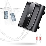 photo: You can buy AQQA Aquarium Air Pump,5W Dual Outlet Oxygen Pump with 2 Air Stone,Adjustable Air Valve Quiet Bubbler Pump,Up to 160 Gallon Fish Tank (5w) online, best price $21.99 new 2024-2023 bestseller, review