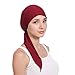 foto Lazzboy Unisex Bambus Bandana Fur Haarverlust Krebs Chemo Frauen Indien Perlen Muslim Stretch Turban Hut Baumwolle Haar Schwanz Kopftuch Wrap(Wein) 2024-2023