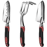photo: You can buy ESOW Garden Tool Set, 3 Piece Cast-Aluminum Heavy Duty Gardening Kit Includes Hand Trowel, Transplant Trowel and Cultivator Hand Rake with Soft Rubberized Non-Slip Ergonomic Handle, Garden Gifts online, best price $19.80 new 2024-2023 bestseller, review