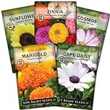 photo: You can buy Sow Right Seeds - Flower Seed Garden Collection for Planting - 5 Packets Includes Marigold, Zinnia, Sunflower, Cape Daisy, and Cosmos - Wonderful Gardening Gift online, best price $10.99 ($2.20 / Count) new 2024-2023 bestseller, review