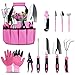 photo Tesmotor Pink Garden Tool Set, Gardening Gifts for Women, 11 Piece Stainless Steel Heavy Duty Gardening Tools with Non-Slip Rubber Grip 2024-2023