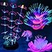 photo HIKTQIW 4 Pack Silicone Glowing Fish Tank Decorations Plants with Simulation Glowing Sucker Coral Sea Anemone Coral Fluorescence Lotus Leaf Coral for Aquarium Fish Tank Glow Ornaments 2024-2023