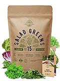 photo: You can buy 15 Lettuce & Salad Greens Seeds Variety Pack 7500+ Non-GMO Heirloom Lettuce Seeds for Planting Indoors & Outdoors Garden, Hydroponics, Aerogarden - Arugula, Kale, Spinach, Swiss Chard, Lettuce & More online, best price $16.99 ($0.00 / Count) new 2024-2023 bestseller, review