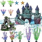 photo: You can buy 13 Pieces Aquarium Decorations Kit, Fish Tank Decorations Set Small Resin Castle and Rockery Betta Fish Cave Hideout Coral Artificial Plastic Plants Ornament Accessories online, best price $16.59 new 2024-2023 bestseller, review