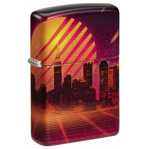 Зажигалка ZIPPO Cyber City с покрытием 540 Matte, латунь/сталь, оранжевая 38x13x57 мм фото, описание