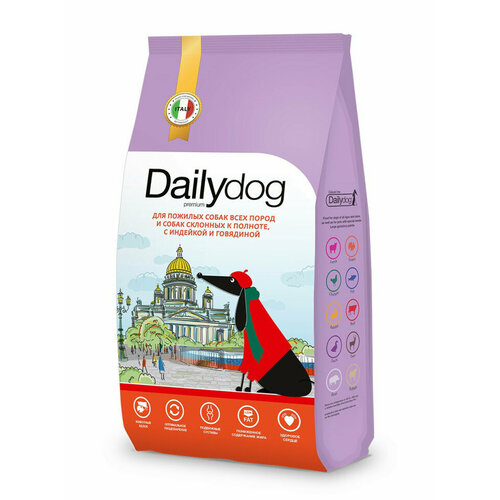 Dailydog Casual сухой корм для пожилых собак всех пород и собак склонных к полноте, с индейкой и говядиной - 3 кг фото, описание