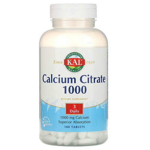 KAL Calcium Citrate (Цитрат кальция) 1000 мг 180 таблеток фото, описание