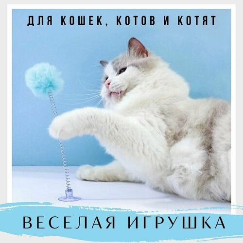 Игрушка для кошки ( кота ) и котят / Good Ideas / дразнилка на присоске голубая 1 шт фото, описание