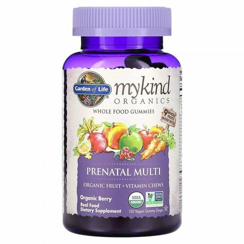 Garden of Life, MyKind Organics, Prenatal Multi, Organic Berry, 120 Vegan Gummy Drops фото, описание