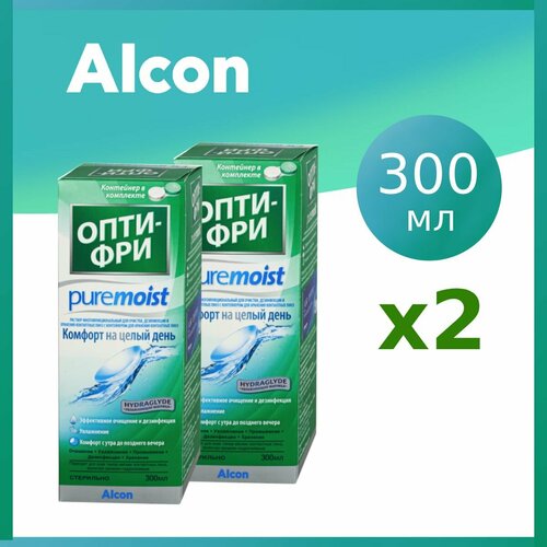 Раствор Опти-Фри Pure Moist 300 мл х2, с контейнером для контактных линз фото, описание