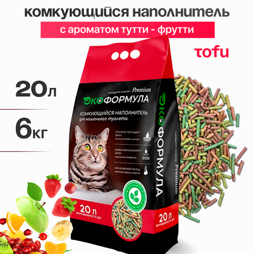 фото Наполнитель для кошачьего туалета комкующийся тофу 6 кг ЭкоФормула, купить онлайн за 1490 рубл.