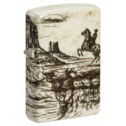 Зажигалка ZIPPO Western Design с покрытием 540 Matte, латунь/сталь, белая, 38x13x57 мм фото, описание