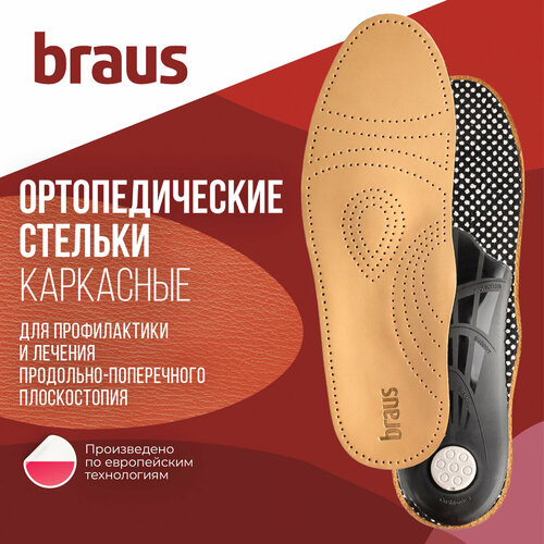 BRAUS Стельки Relax, р-р: 39-40, 25 см, цвет: светло-коричневый фото, описание