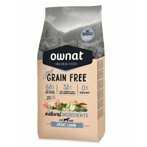 Ownat Adult Grain Free Сухой корм беззерновой для взрослых собак, с ягненком, 14 кг фото, описание