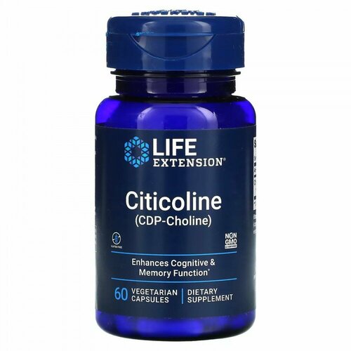 Life Extension, Citicoline, капсулы с CDP-холином, 250 мг, 60 растительных капсул фото, описание