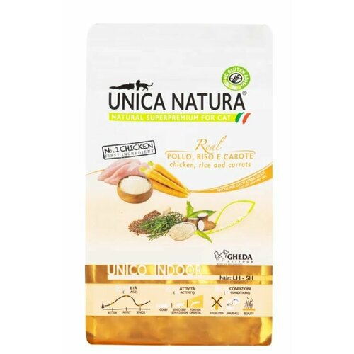 UNICA Indoor сухой корм для кошек с курицей, морковью и рисом, 350 гр фото, описание