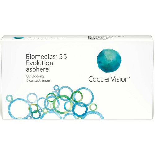 Контактные линзы CooperVision Biomedics 55 Evolution Asphere UV, 6 шт., R 8,8, D +0,25, прозрачный, 1 уп. фото, описание