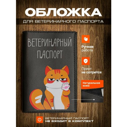 Обложка на ветеринарный паспорт для кошек с принтом рыжий кот фото, описание