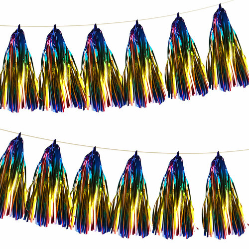 Гирлянда Тассел, Радужный, Металлик, 35*12 см, 12 листов. фото, описание