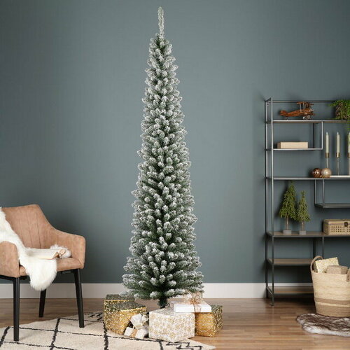 Winter Deco Искусственная елка Pensil Pine заснеженная 210 cм, ПВХ 4060120 фото, описание