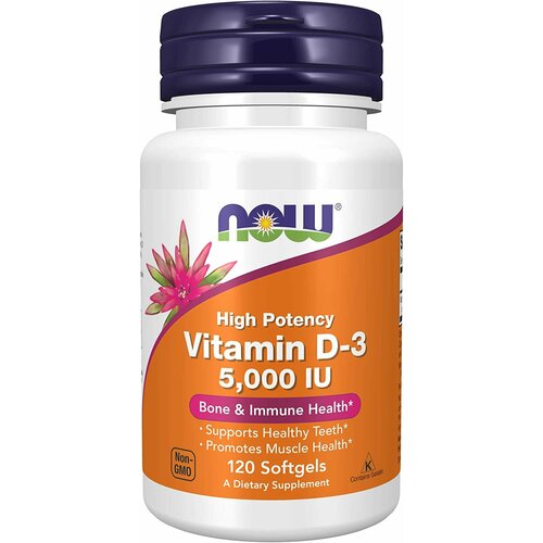 NOW Vitamin D3 5000 IU 120 капсул (Нау Фудс витамин D3) фото, описание