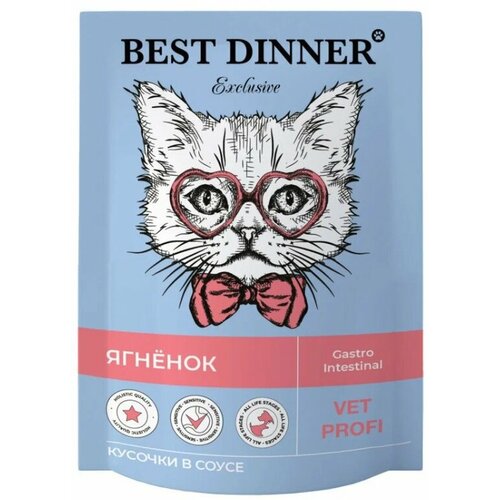 Влажный корм для кошек Best Dinner Exclusive Vet Profi GastroIntestinal при проблемах с ЖКТ, кусочки ягненка в соусе,12*85 гр (12 шт.) фото, описание