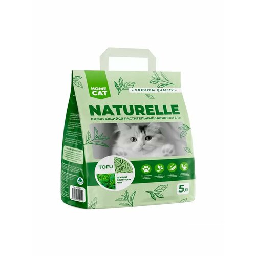 фото Наполнитель комкующийся Homecat Naturelle Tofu, зеленый чай, 5 л/2 кг, купить онлайн за 500 рубл.