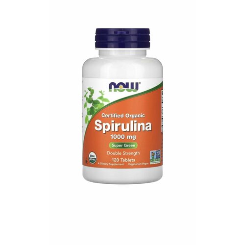 Спирулина Двойной Концентрации NOW Spirulina Double Strength 1000 mg 120 таблеток фото, описание