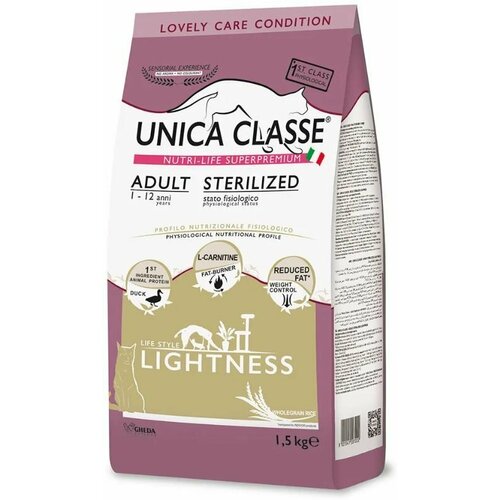 UNICA Adult Sterilized Lightness Сухой корм для стерилизованных кошек, с уткой, 1,5 кг фото, описание