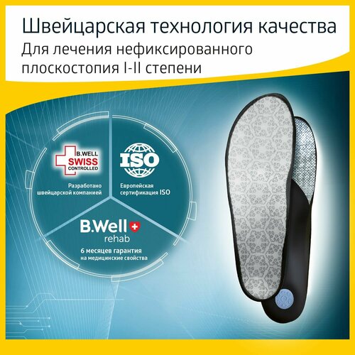 B.Well Стельки ортопедические FW-607 , р-р: 44, 29.1 см, цвет: серый/черный фото, описание