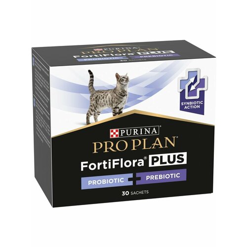 Purina ProPlan пробиотики и пребиотики для кошек Purina PRO PLAN FortiFlora для микрофлоры кишечника, 30 пакетиков по 1,5 г фото, описание