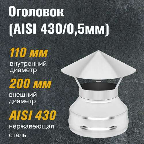 Оголовок из нержавеющей стали (AISI 430/0,5мм) (110х200) фото, описание