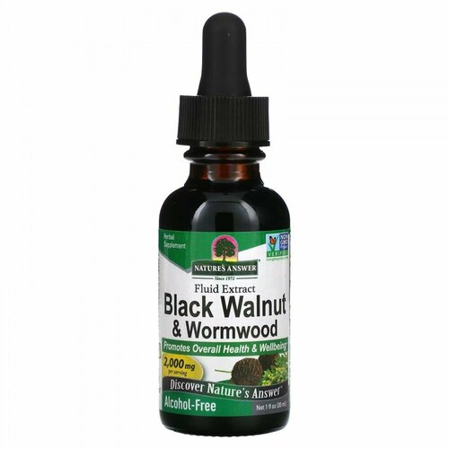 Nature s Answer, Black Walnut & Wormwood, Fluid Extract, Alcohol-Free, 2,000 mg, 1 fl oz (30 ml) фото, описание