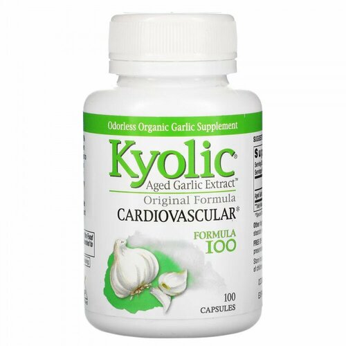 Kyolic, Aged Garlic Extract, выдержанный чесночный экстракт, для сердечно-сосудистой системы, оригинальный состав, 100 капсул фото, описание