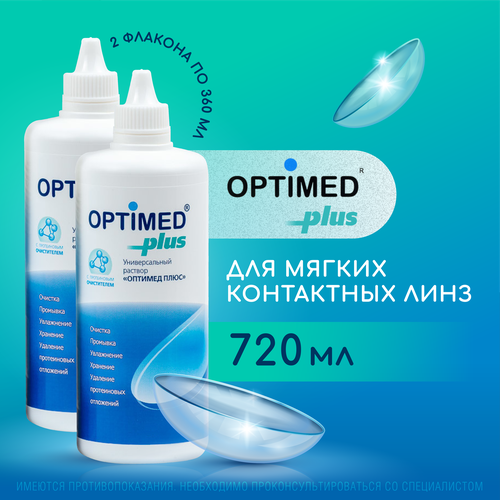 OPTIMED plus, 360 мл - 2 шт. Оптимед Плюс, Раствор для контактных линз фото, описание