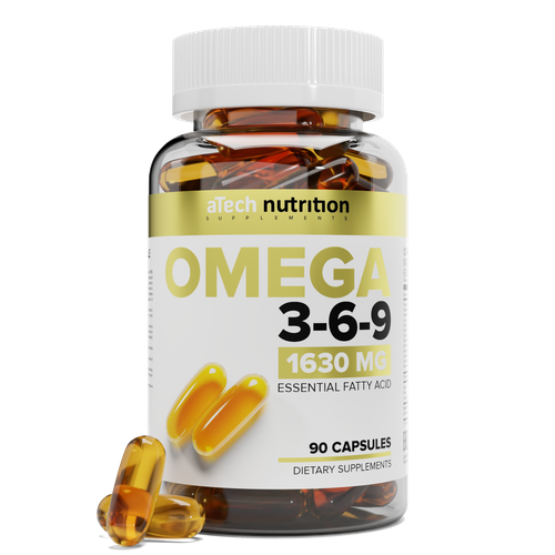 Рыбный жир OMEGA 3-6-9, aTech nutrition, 1630 мг, 90 капсул фото, описание