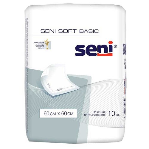 Пеленки Seni Soft Basic медицинские впитывающие одноразовые 60 x 60 см, 10 шт. фото, описание