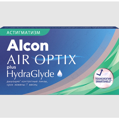 Контактные линзы Alcon Air optix Plus HydraGlyde for Astigmatism., 3 шт., R 8,7, D -4,75, CYL: -2,25, AХ: 160 фото, описание