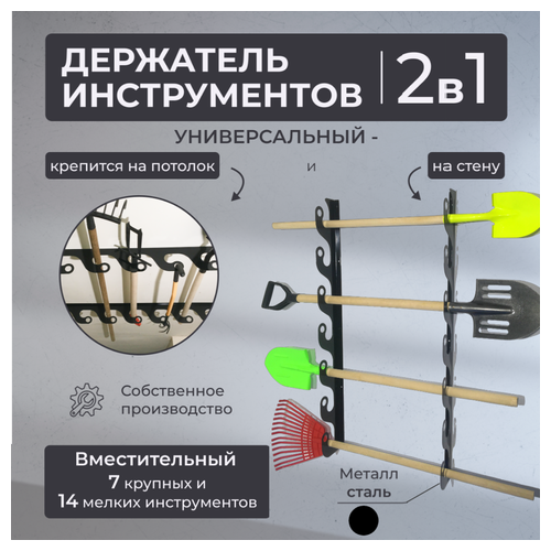 Благодатное земледелие Держатель потолочно-настенный для инструмента садовый Завиток черный фото, описание