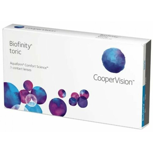 Контактные линзы CooperVision Biofinity Toric., 3 шт., R 8,7, D +5, CYL: -0,75, AХ: 20, бесцветный, 1 уп. фото, описание