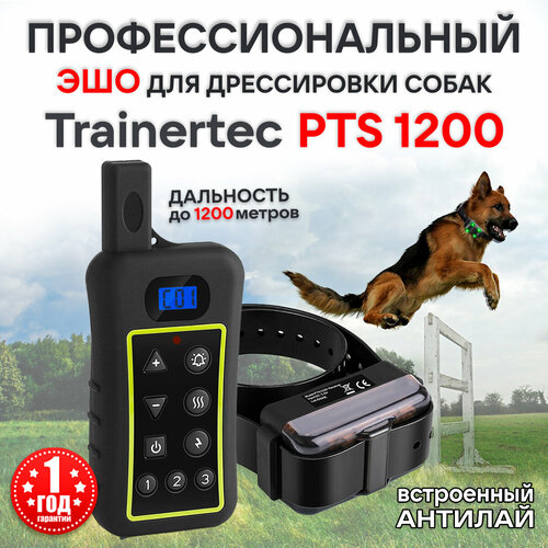 Электронный ошейник Trainertec PTS1200, длина ошейника 65 см, обхват шеи 65 см, черный фото, описание