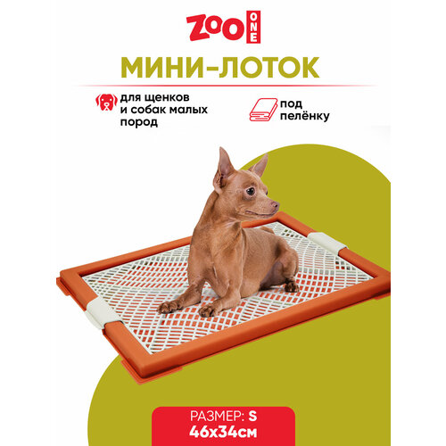 Туалет для щенков ZooOne Мини с сеткой 46х34х2 см 1 шт. 1 шт. 46 см 34 см 2 см коричневый S фото, описание