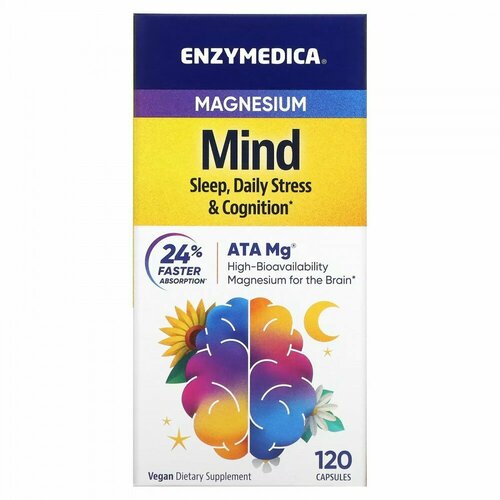 Магний Enzymedica для поддержки когнитивных функций Magnesium Mind, 120 капсул фото, описание