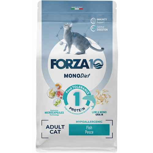 FORZA10 CAT MONODIET для взрослых кошек при аллергии с рыбой (1,5 кг х 6 шт) фото, описание