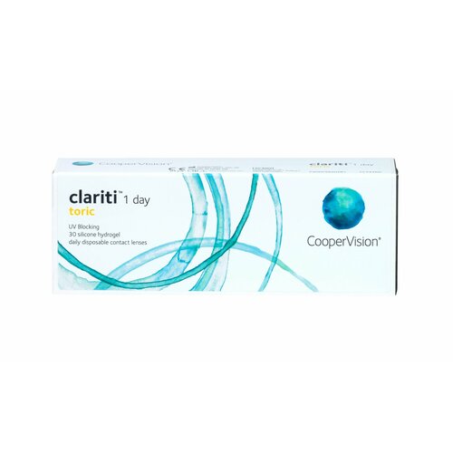 Контактные линзы CooperVision Clariti 1 day toric., 30 шт., R 8,6, D -4, CYL: -1,25, AХ: 50, прозрачный, 1 уп. фото, описание