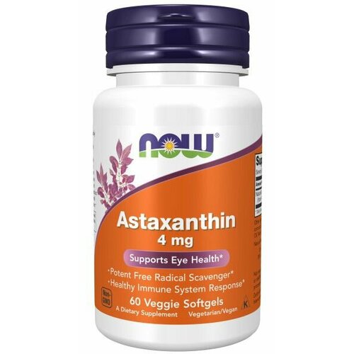 Астаксантин Now Astaxanthin 4 мг, 60 капсул фото, описание