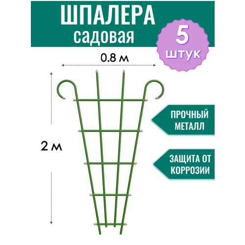 Шпалера металлическая Веерная с завитком h-2 м, порошковая окраска (по 5 штук в упаковке) фото, описание