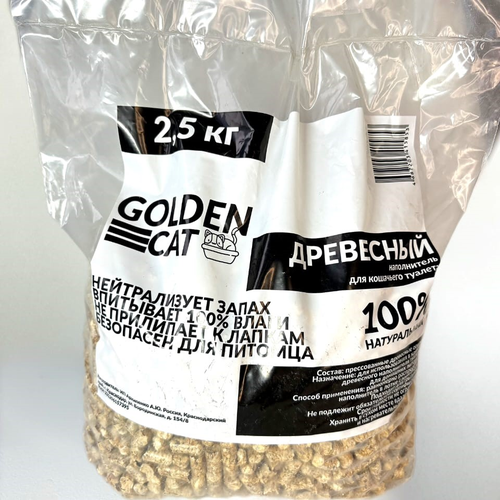 Наполнитель для Кошек древесный GoldenCAT 2.5 кг фото, описание